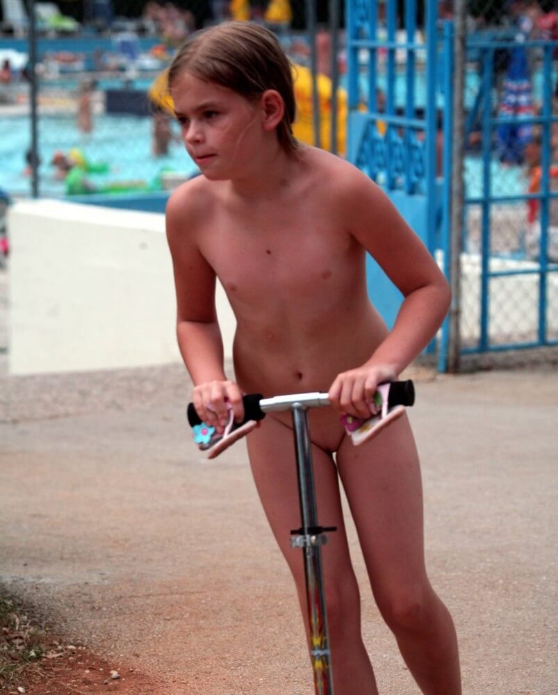 Pool-Side Naturist Scooter pics - People seek unity with nature through naturist practices