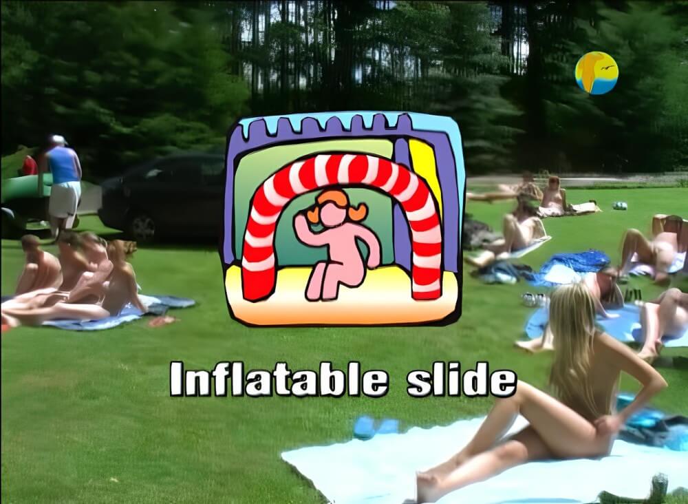Naturist: Freedom: Inflatable Slide - Nudists strive for inner harmony and peace of mind