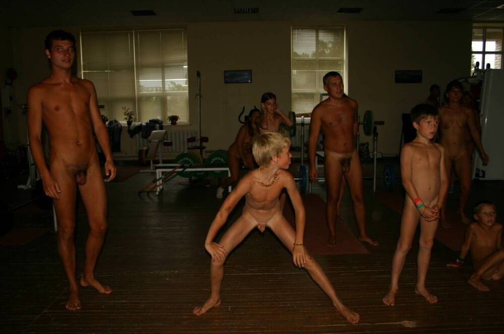 Family Gym Nudist Stretch pics - Down with Shame—Become a Nudist