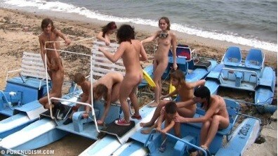 A group of naturists at sea - Nudism and naturism encourage a love of nature and oneself