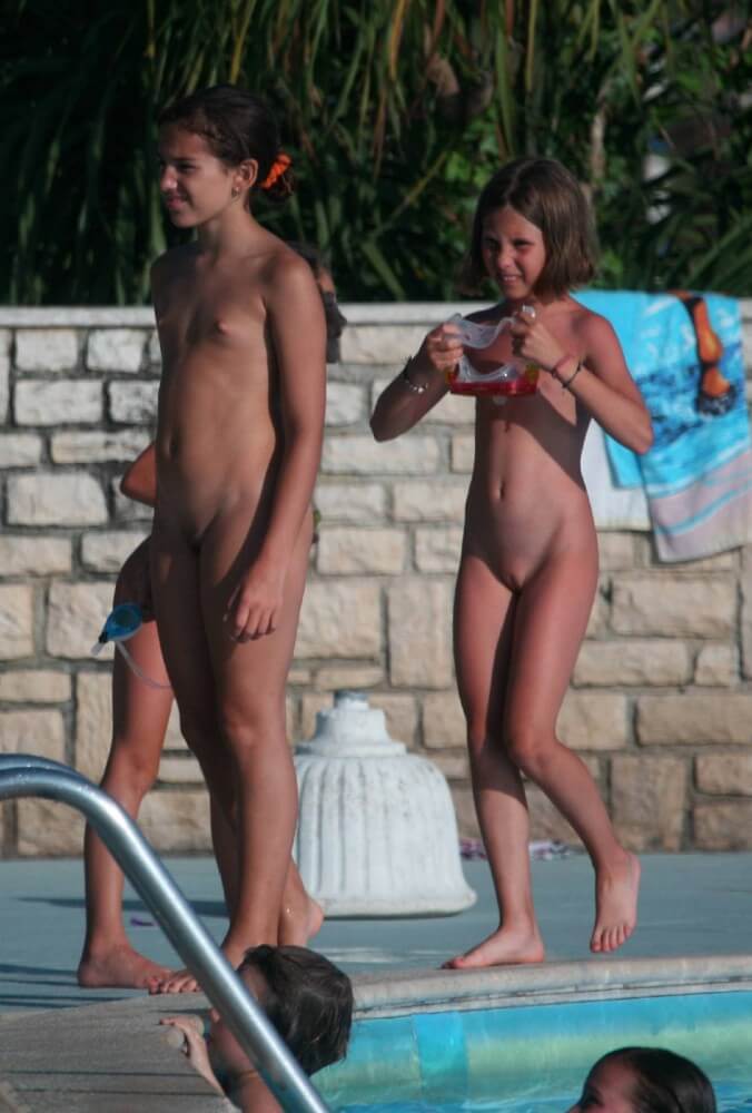 Two Poolside Nudist Girls pics - The community of naturist movement supporters